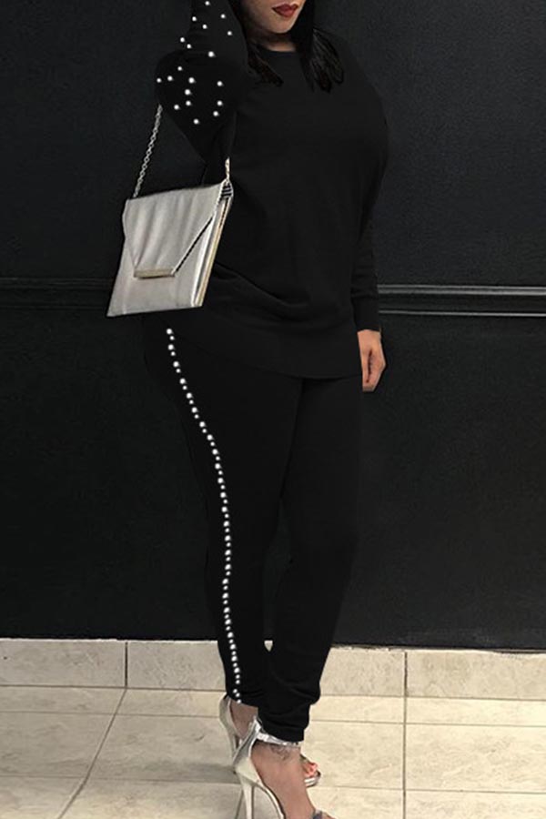 

Lovely Casual Basic Black Two-piece Pants Set