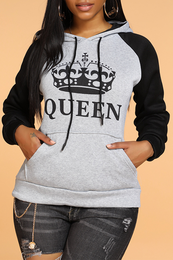 

Lovely Casual Letter Grey Hoodie