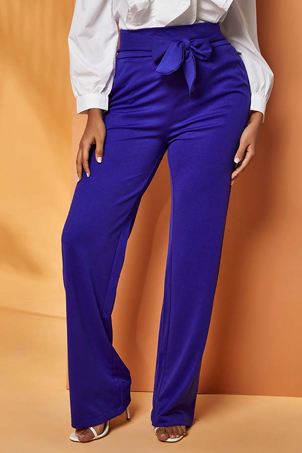 

Lovely Casual Knot Design Blue Pants