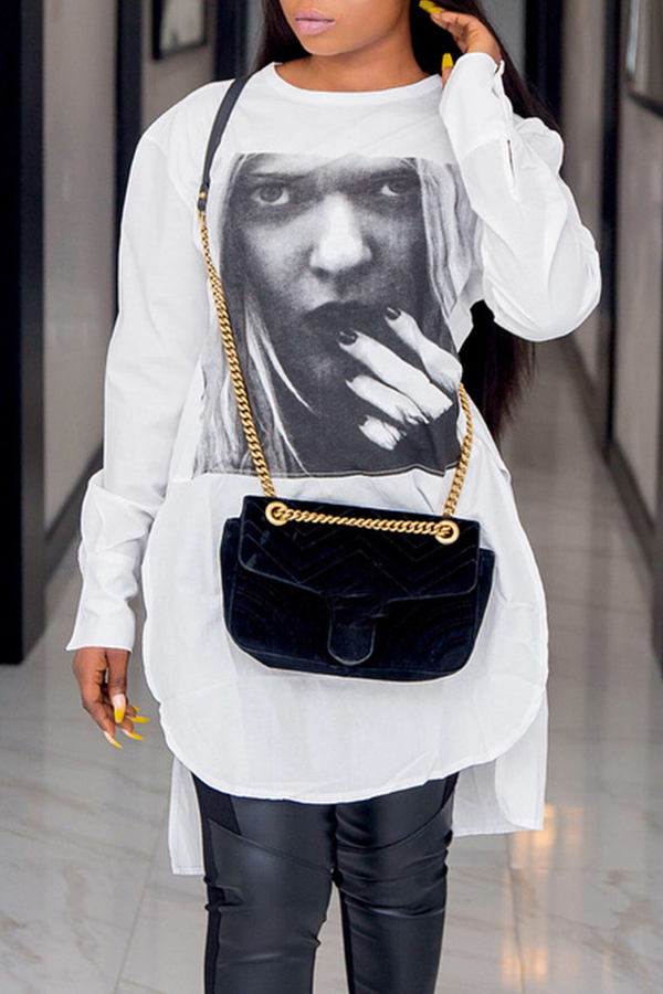 

Lovely Casual Print White T-shirt
