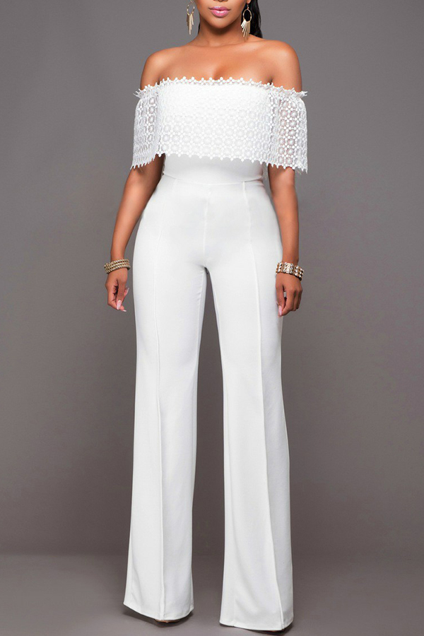 

Lovely Chic Dew Shoulder White One-piece Jumpsuit