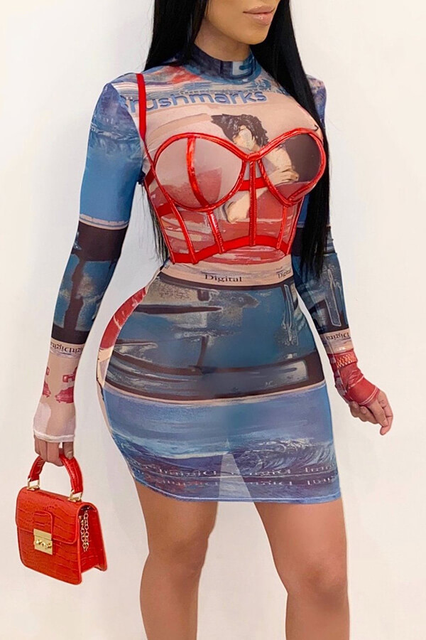 Lovely Trendy Print Multicolor Mini Dress