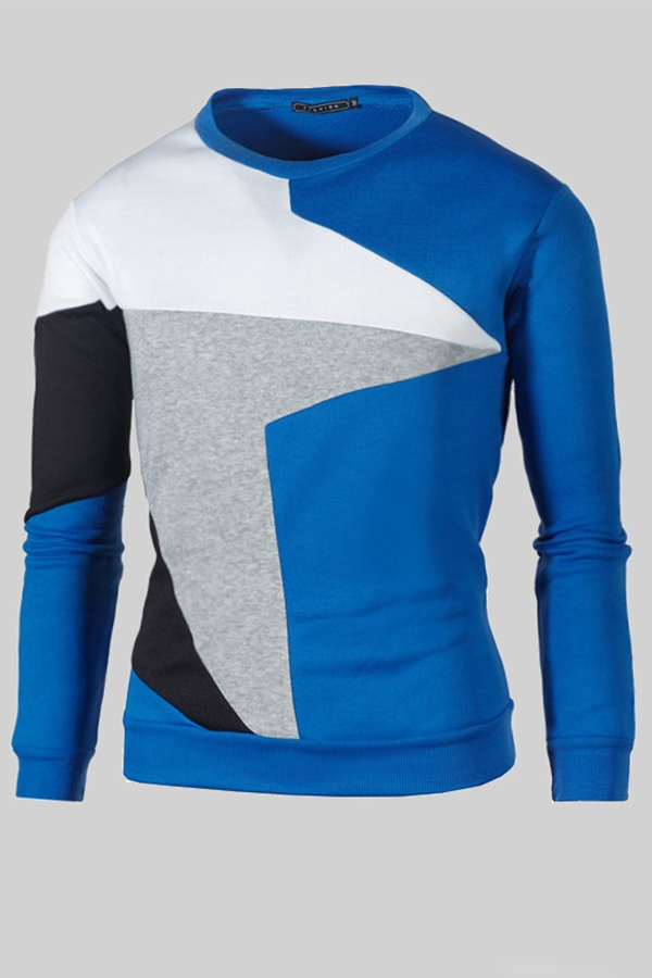 

Lovely Casual Patchwork Light Blue T-shirt