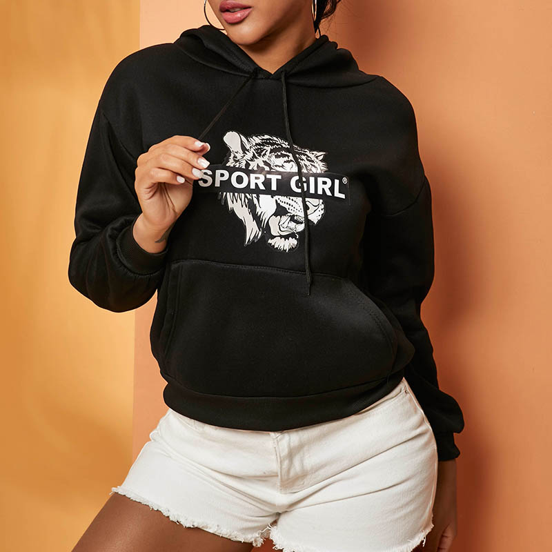 

Lovely Casual Letter Print Black Hoodie
