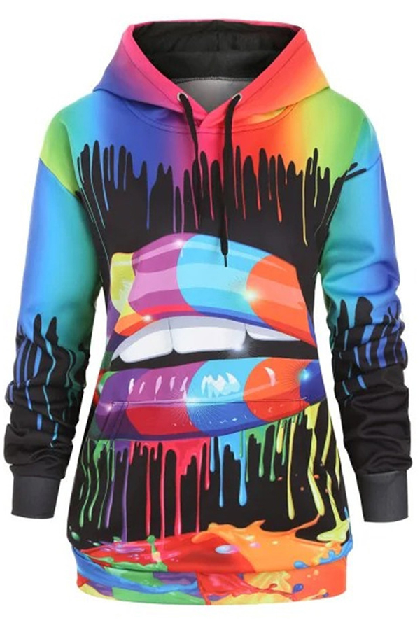 

Lovely Casual Print Multicolor Hoodie, Multi
