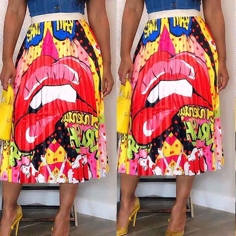 

Lovely Casual Print Yellow Mid Calf Skirt