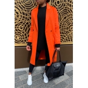 Lovely Trendy Buttons Design Orange Red Coat