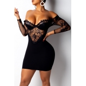 Lovely Party Patchwork Black Mini Dress