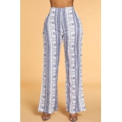 Lovely Casual Print White Jeans