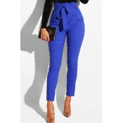 Lovely Casual Drawstring Deep Blue Pants