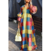 Lovely Sweet Plaid Multicolor Maxi Dress