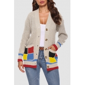 Lovely Chic Patchwork Apricot Cardigan