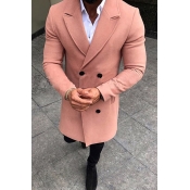 Lovely Casual Turndown Collar Buttons Pink Coat