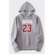 Lovely Casual Hooded Collar Letter Grey Hoodie