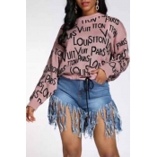 Lovely Casual Letter Pink Sweater