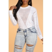 Lovely Chic Hollow-out Patchwork White Sweater