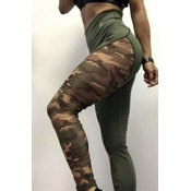 Lovely Casual Camo Army Green Leggings