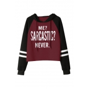 Lovely Casual Letter Wine Red Hoodie