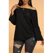Lovely Leisure Hollow-out Black T-shirt