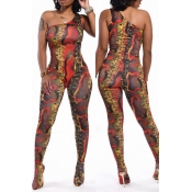 Lovely Casual One Shoulder One-piece Jumpsuit