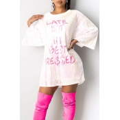LW Casual Letter White Mini Dress