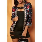 Lovely Casual Print Black Coat