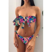 Lovely Bohemian Floral Print Multicolor Two-piece 
