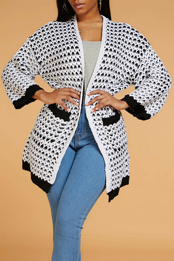 

Lovely Casual Print White Cardigan