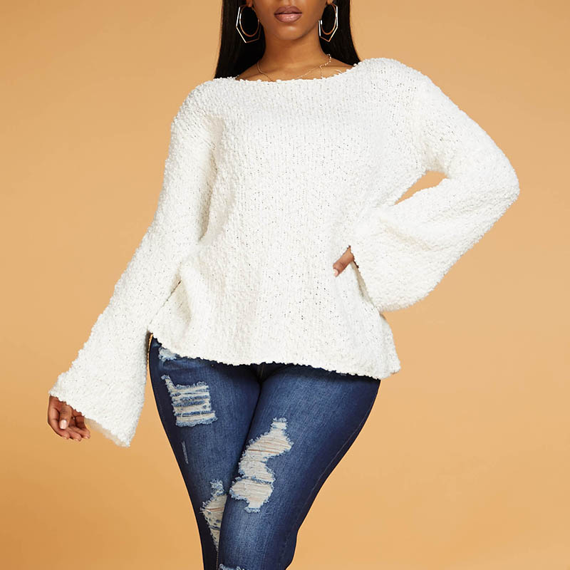 

Lovely Sweet Hollow-out White Sweater