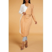 Lovely Leisure Patchwork Khaki Cardigan(Without Be