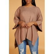 Lovely Leisure V Neck Loose Coffee Sweater
