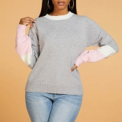 Lovely Casual Patchwork Grey Sweater