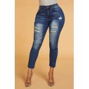 Lovely Chic Broken Holes Blue Jeans