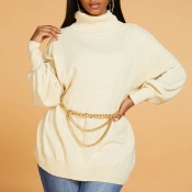 Lovely Casual Turtleneck Apricot Sweater