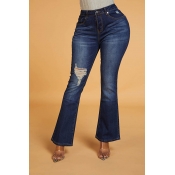 Lovely Chic Hollow-out Dark Blue Jeans