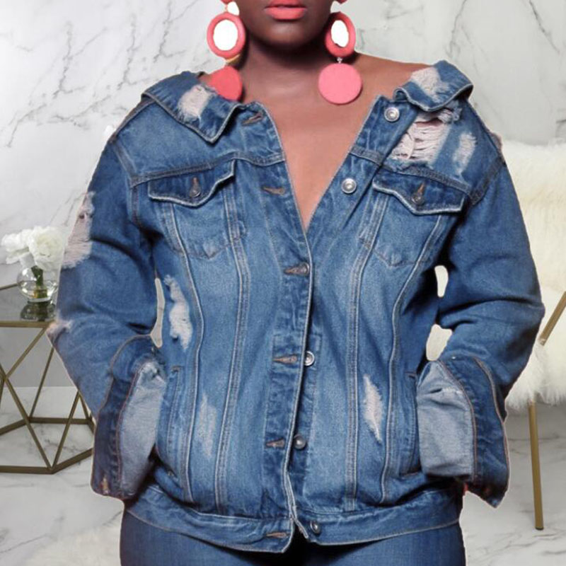 

Lovely Chic Zipper Design Blue Coat