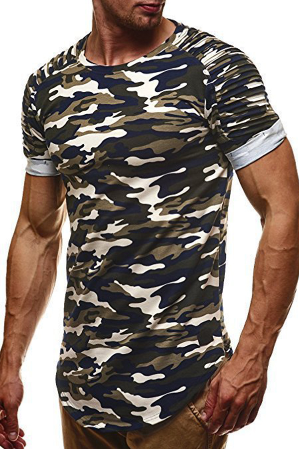 

Lovely Casual Camo Print Green T-shirt