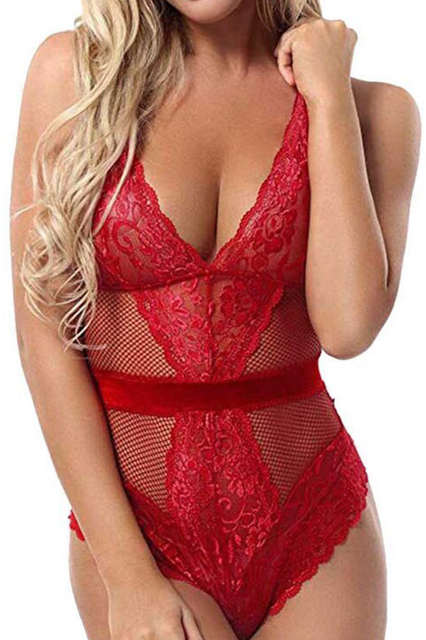 

Lovely Sexy Hollow-out Red Teddies