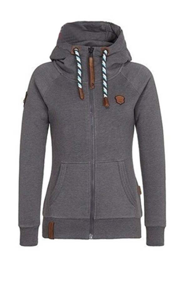 

Lovely Casual Hooded Collar Basic Dark Blue Hoodie, Dark grey