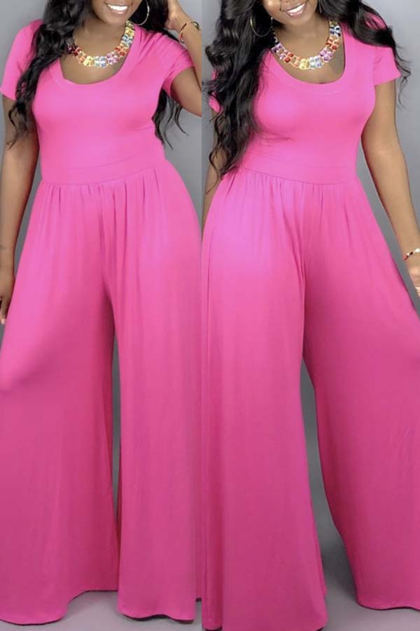 

Lovely Casual Loose Rose Red One-piece Jumpsuit
