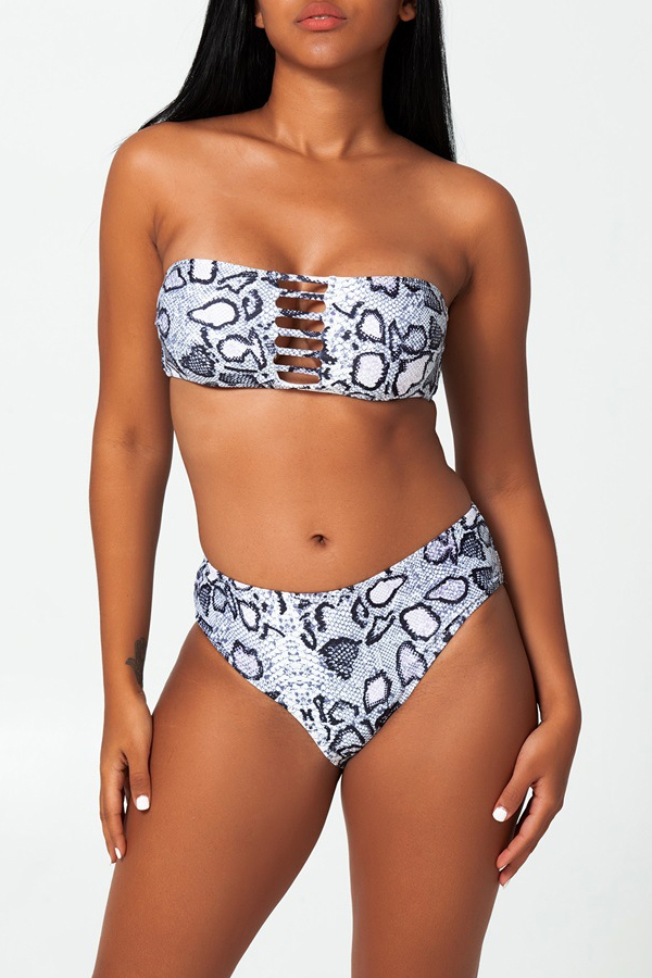 

Lovely Snakeskin Print Two-piece Swimwear, Cobra