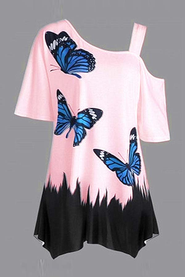 

Lovely Casual Print Pink Plus Size Blouse
