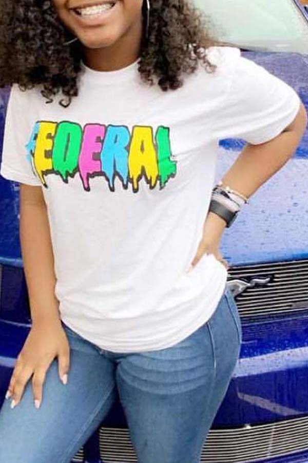 

Lovely Casual Letter White T-shirt