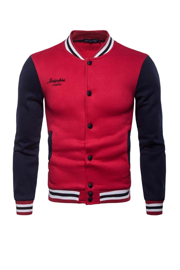 

Lovely Casual Patchwork Red Coat