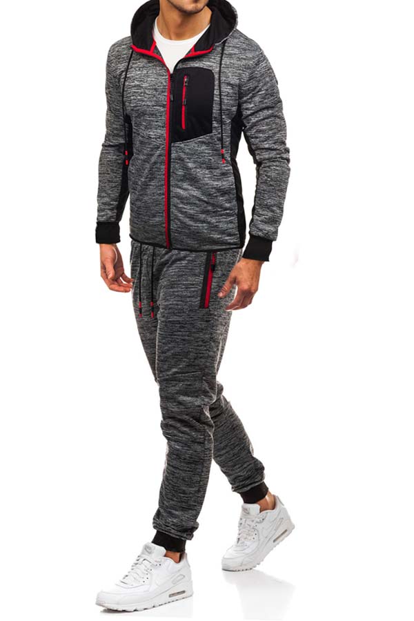 

Lovely Casual Patchwork Grey Two-piece Pants Set