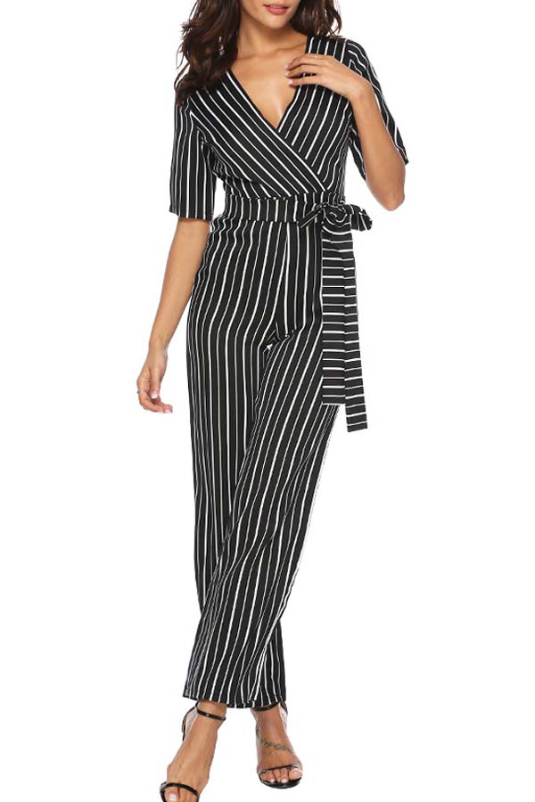

Lovely Trendy Striped Black One-piece Jumpsuit