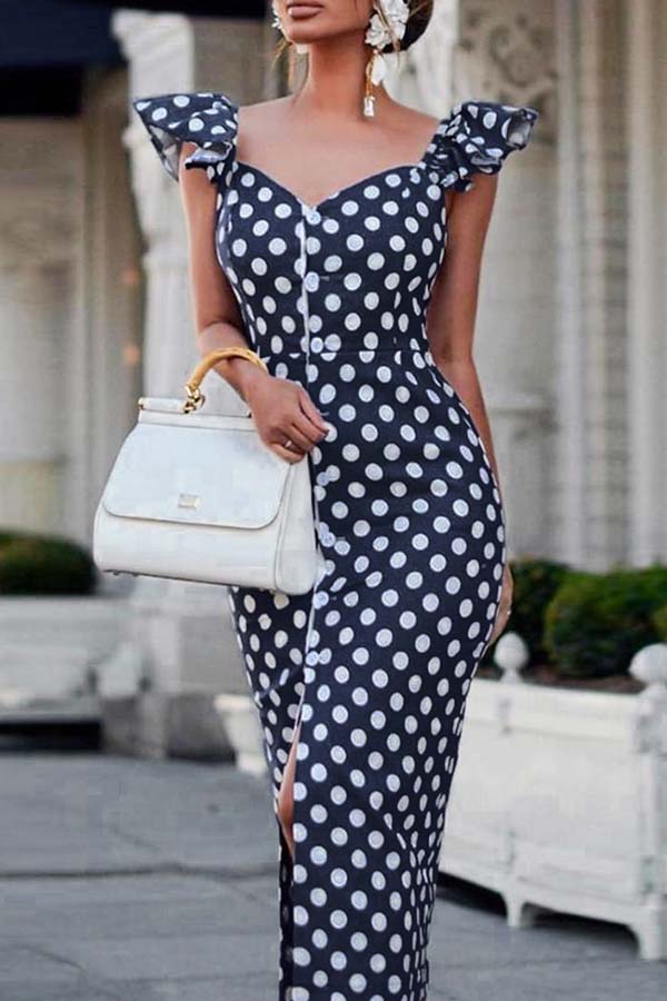 

Lovely Casual Print Dark Blue Ankle Length Dress