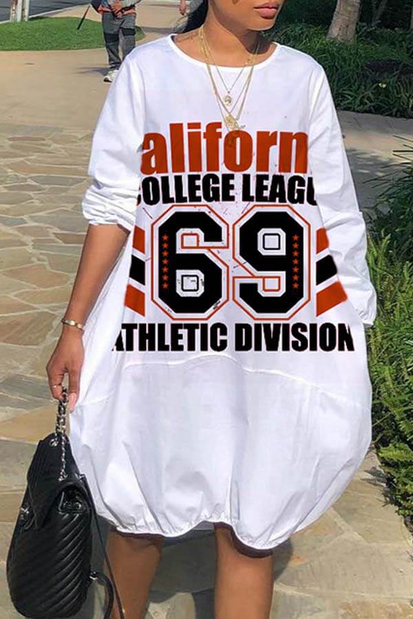 

Lovely Leisure Letter Print White Mini Dress