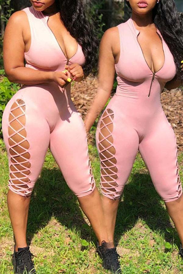 

Lovely Chic Hollow-out Light Pink One-piece Romper