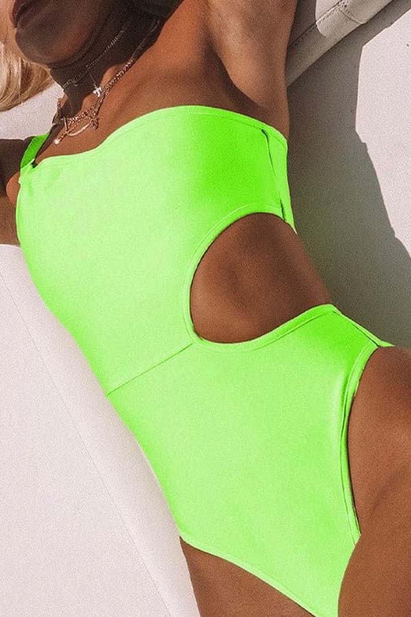 

Lovely Hollow-out Green One-piece Swimsuit